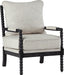 Linen Fabric Spindle Accent Chair with Wood Frame,