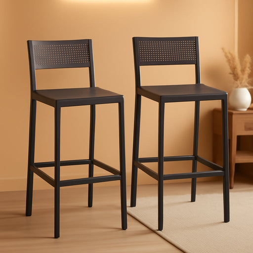 Bar Stool Set of 2, Bar Chairs for Kitchen, Dining Room, Industrial, Charcoal Gray and Black ULBC070B22