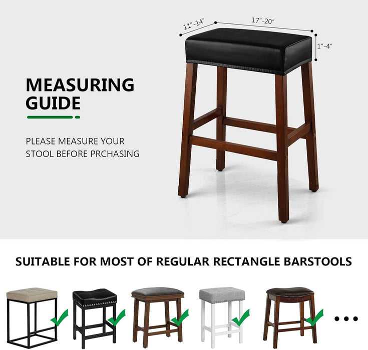Stool Covers Rectangle - 4 Pack Stretch Oilproof Waterproof PU High Chair Cover Vanity Stool Cover Pub Counter Bar Stool Covers Saddle Seat Cover with Elastic Bands