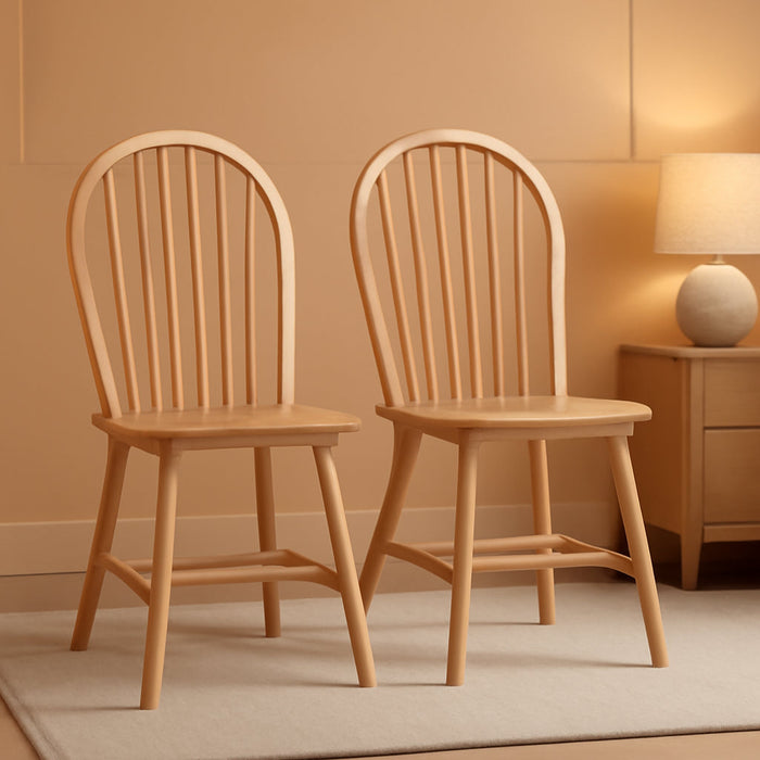 Windsor 2-Piece Chair Set, Solid Wood, Natural Finish