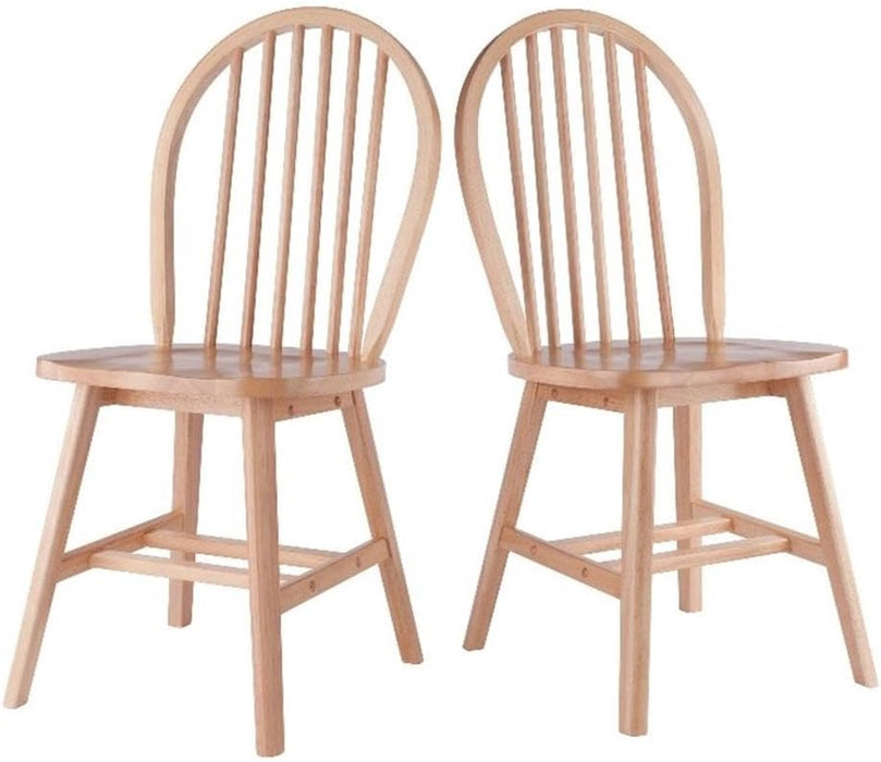 Windsor 2-Piece Chair Set, Solid Wood, Natural Finish