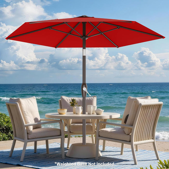 7.5FT Patio Umbrella Table Market Umbrella W/Tilt and Crank Heavy-Duty round Outdoor Umbrellas for Garden, Deck, Backyard,And Pool, Red