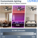 Ceiling Fan with Light & Remote Indoor/Outdoor Use 52 Inch Black