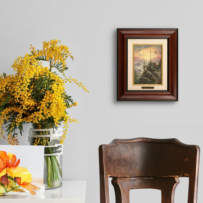 Sunrise Brushwork Gallery Wrapped Canvas Art | Framed Room Wall Art | Kinkade Paintings | Certificate of Authenticity Included (Burl Frame)