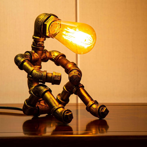 Steampunk Industrial Robot Table Lamp Vintage Metal