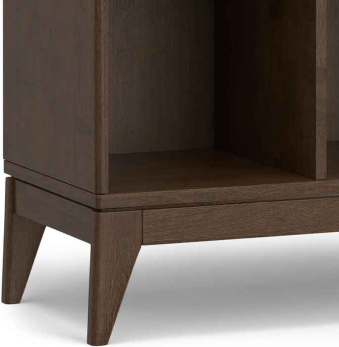 Harper 52" Tall Solid Wood 9-Cube Bookcase in Walnut Brown | Mid-Century Modern Cube Organizer with Angled Frame and Tapered Legs for Living Room or Office; Bookshelf, Shelving Unit.