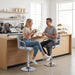 Bar Stools Set of 4, 24-26'' Adjustable Swivel Bar Chairs, Grey | PU Leather Counter Height Barstool with Back Support & Armrest for Kitchen Island, Dining Room
