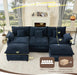 Navy Chenille Luxe 108-Inch-Long U Shaped Sectional