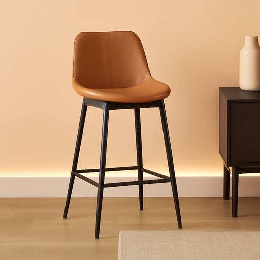 Bar Stools Set of 2, Bar Height Bar Stools with Back, Ergonomic Backrest, Synthetic Leather, Metal Legs, 28.7-Inch Tall Stools for Kitchen Island Home Bar, Caramel Brown ULBC888K01