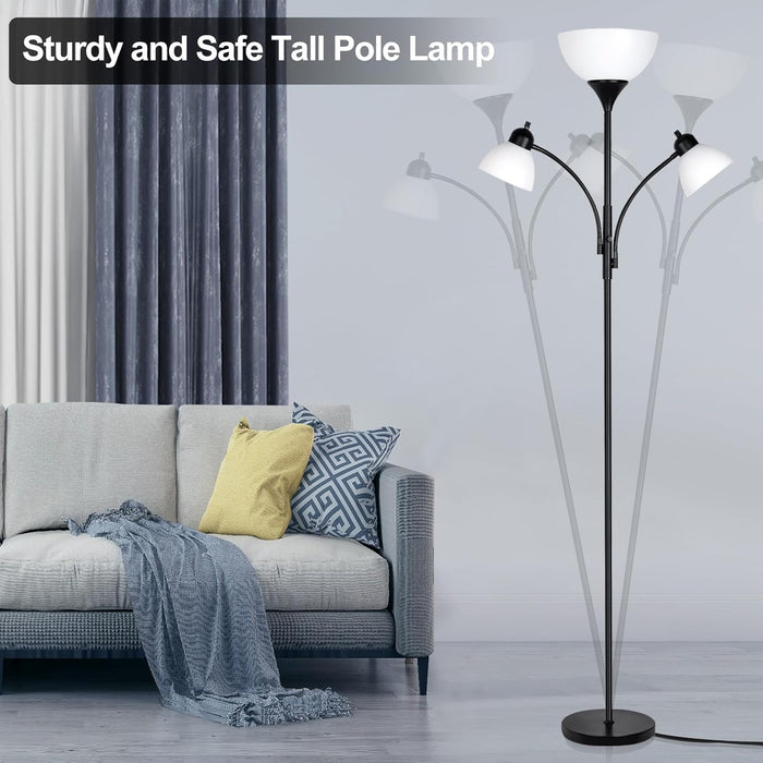 Floor Lamps for Living Room,Standing Lamp with Stepless Dimming, 3 Lights Adjustable Reading Lights, Morden Tall Lamps for Living Room, Bedroom, Office