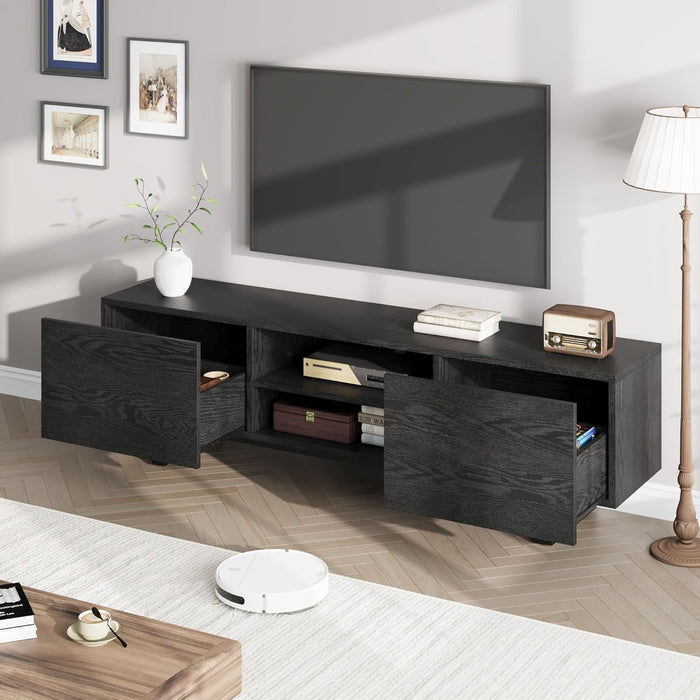 70 Inch TV Stand for 75 Inch Tvs with Storage, Mid Century Modern Wood Entertainment Center for Living Room Bedroom, TV Media Console
