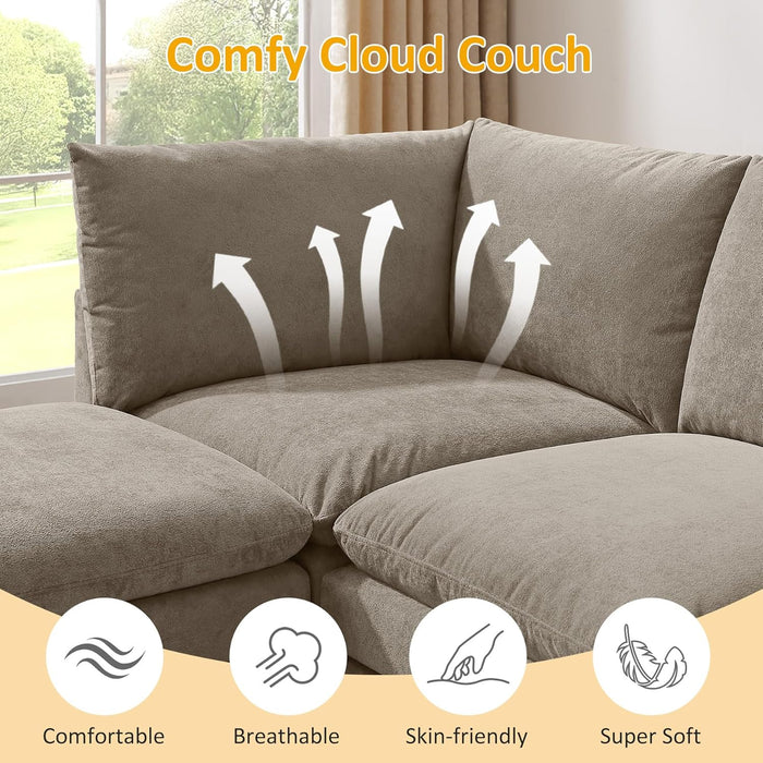 127 Inch Taupe Contemporary Modular Sectional Sofa