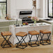 Backless Bar Stools Set of 2, 26 Inch Counter Barstools, PU Brown | Industrial Metal Bar Stools, Backless Faux Leather Seat, X-Frame Footrest,Space-Saving, 26" Counter Height, for Kitchen,Cafe