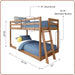 Twin Over Twin Low Bunk Bed OakEmbossedPecanFinish
