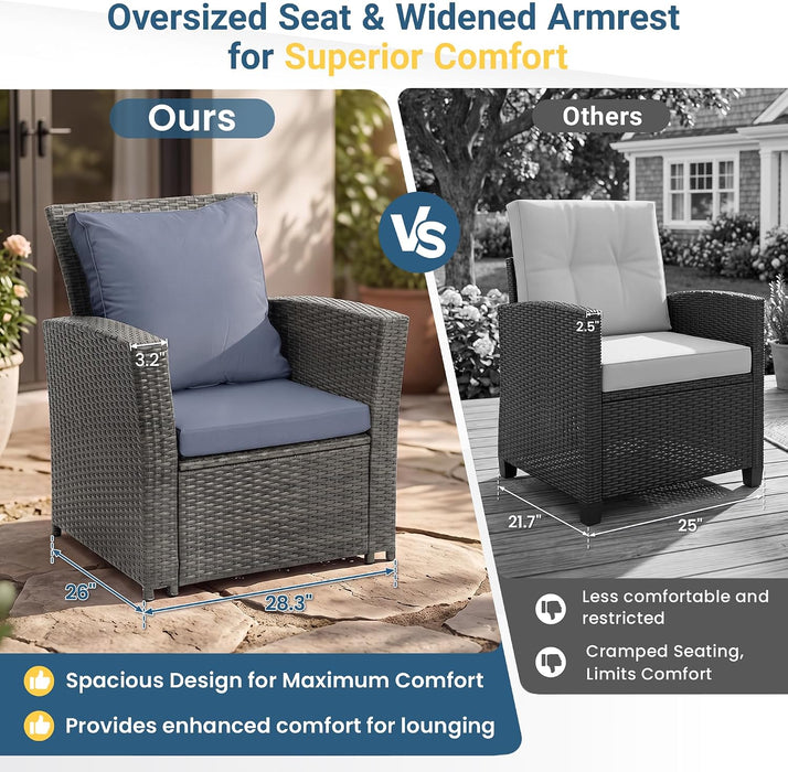 4 Piece Outdoor Wicker Patio Furniture Set for All Weather