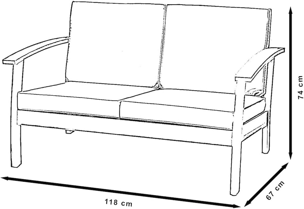 Prescott Patio 4 Piece Conversation Set | Durable Eucalyptus with Natural Finish, Blue