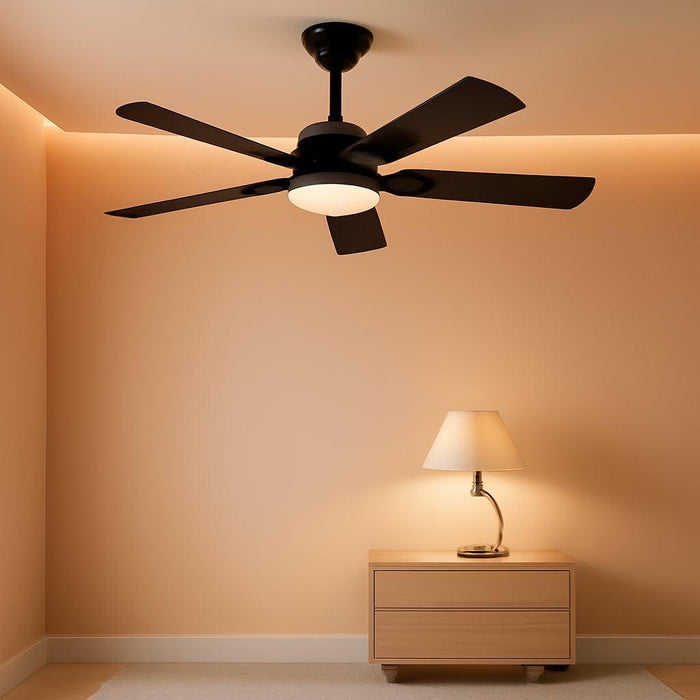 56 Inch Black Ceiling Fans with Lights and Remote/App Control, DC Reversible Motor, Noiseless, Dimmable, 6 Speeds Low Profile Modern Ceiling Fan for Livingroom, Indoor/Outdoor Use