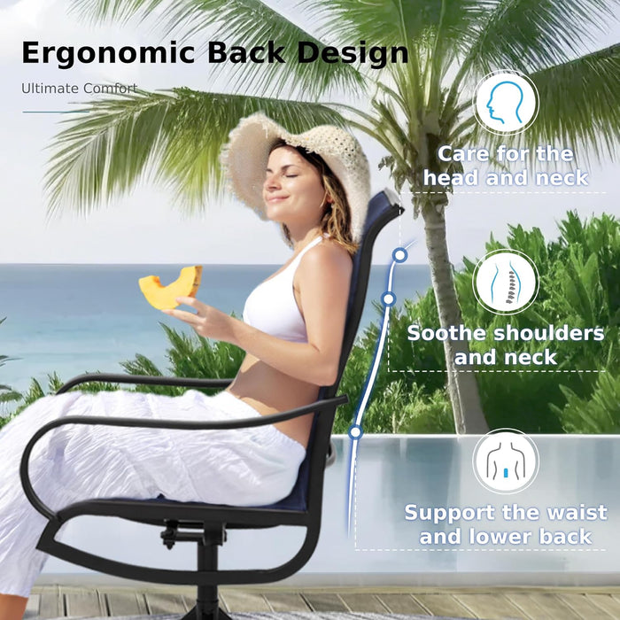 9 Pieces Patio Dining Sets,Outdoor Furniture Set Including 1X 60 Square Table and 6 Padded Sling Swivel Chairs Metal Dining Set for Backyard,Blue