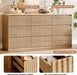 Fluted Dresser for Bedroom with 9 Drawers,62.99" Modern Chest of Drawers with Faux Marble Top, Curved Profile Design,Dresser TV Stand, Wood Drawer Organizer for Living Room, Hallway, Wood