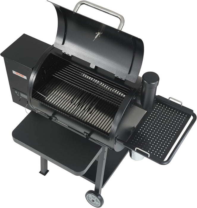 Smoker Grill, Portable Wood Pellet Grill with Cart, 500°F Max Temperature, 580 SQ.IN Cook Area, 8 in 1 BBQ Grill with PID Temperature Control & Meat Probe for Outdoor Cooking, Camping, Backyard