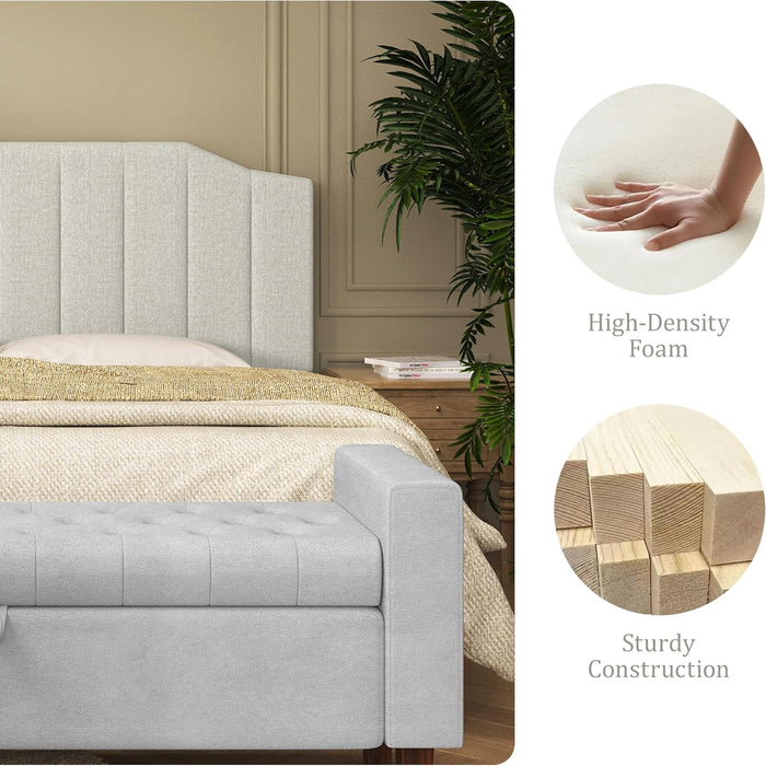 King Size Headboard Only, Linen Upholstered Headboard King/California King Size Wall Mount and Bed Frame Mount, Featuring High-Density Sponge Padding Easy Assembly Comfort Style-Linen Gray