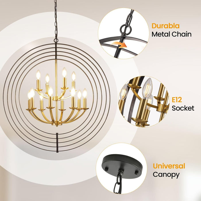 Black And Gold Chandelier Farmhouse Pendant Lighting