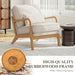 Beige Mid Century Upholstered Armchair Lumbar Pillow