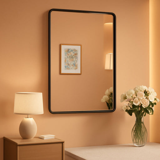 24 X 36 Inch Black Vanity Mirror, Aluminum Frame Bathroom Mirror
