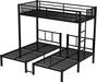 Twin over Twin over Twin Bunk Bed for 3 Kids, Heavy Duty Triple Bunk Bed with Guardrails and Ladder, Twin over Twin over Twin Triple Bunk for Kids, Teens, Black