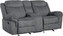 Gray Velvet Recliner Loveseat with USB