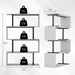 5-Tier White Geometric Bookshelf, S Shaped Bookcase,Wood Decorative Storage Shelving,Modern Freestanding Display Shelves for Office,Bedroom,Living Room, 31.5" W X 58.3" H