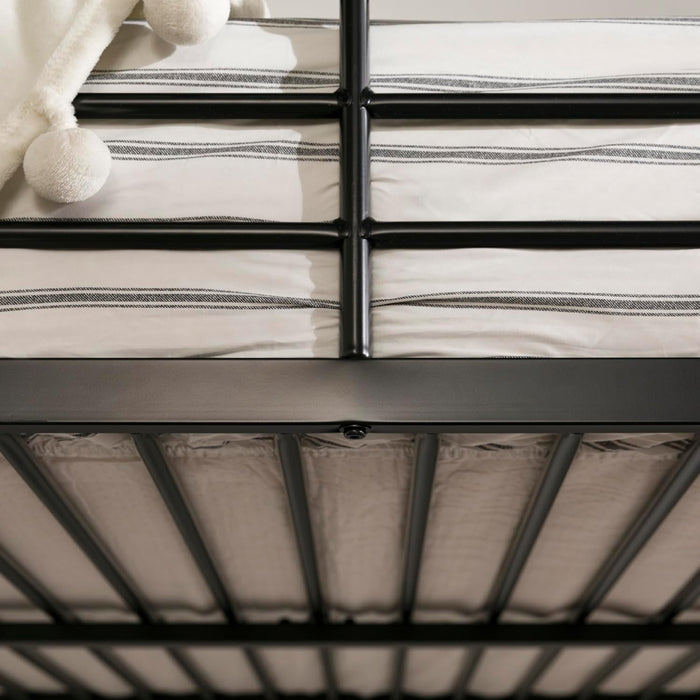 Timothee Urban Industrial Metal Double over Loft Bunk Bed, Full Loft, Black