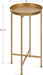 Celia round Metal Foldable Accent Table with Tray Top, Gold