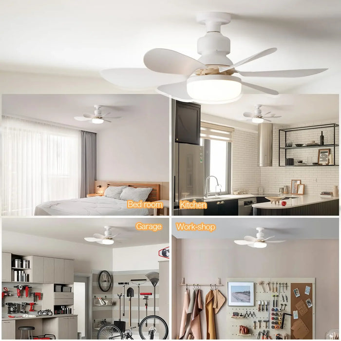 30W Ceiling Fan with Remote Control LED Light Fan E27 Base, Intelligent Silent Ceiling Fan for Bedroom and Living Room