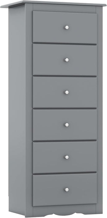 6-Drawer Dresser for Bedroom, Wooden Chest of Drawers W/Metal Handles & Large Capacity, 16" D X 23" W X 53.5" H Clothes Organizer, Modern Tall Dresser for Bedroom, Entryway, Living Room