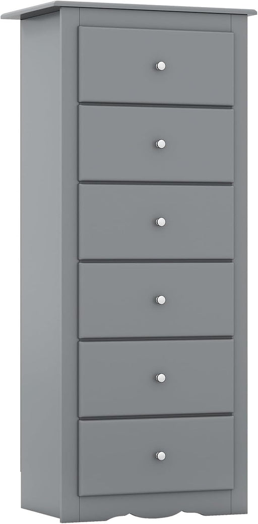 6-Drawer Dresser for Bedroom, Wooden Chest of Drawers W/Metal Handles & Large Capacity, 16" D X 23" W X 53.5" H Clothes Organizer, Modern Tall Dresser for Bedroom, Entryway, Living Room