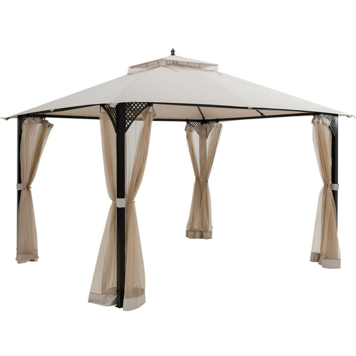 12 X 10 Feet Outdoor Double Top Patio Gazebo with Netting