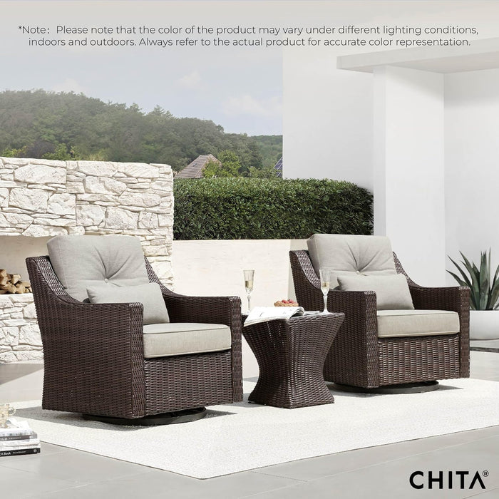 Patio Wicker Chair, 360° Rocking Swivel Outdoor Rattan Chair with Thickened Cushions for Backyard, Poolside, Garden or Porch