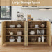 63" Fluted Buffet Cabinet, Oak Credenza with Adjustable Shelf