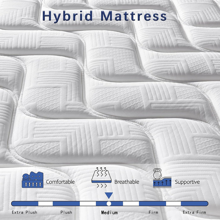 King Mattress 12 Inch, Hybrid King Size Mattress with Memory Foam & Pocket Springs, Certipur-Us Certified, Medium Firm, Motion Isolation, King Bed Mattress in a Box for Pressure Relief
