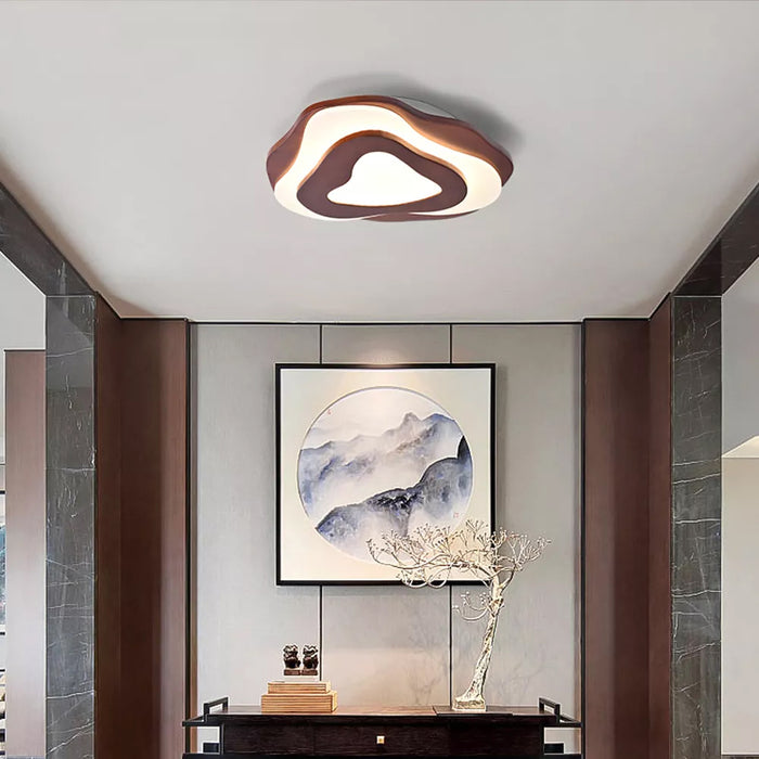 Nordic Irregular Flush Mount Solid Wooden Ceiling Light for Living Room