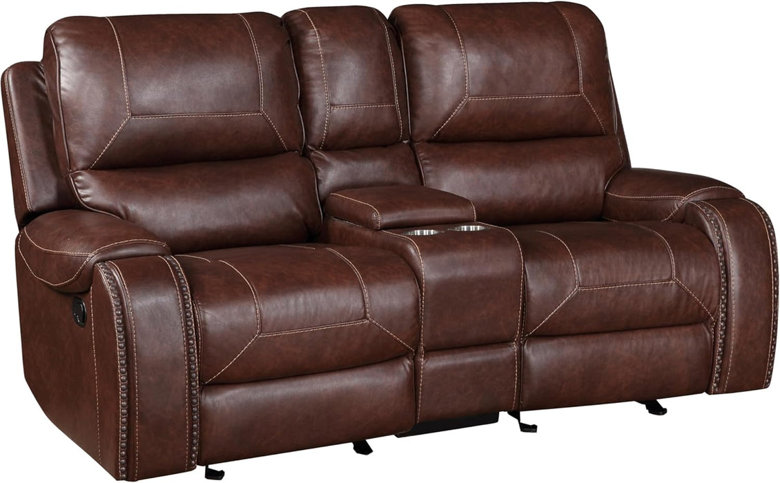 Brown Glider Recliner Loveseat with USB