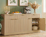 Large Buffet Cabinet with Storage & Drawers, Sideboard Cabinet with 2 Adjustable Shelves & 4 Doors, Coffee Bar Station, Kitchen Storage Cabinets, Natural