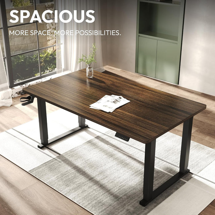 4-Leg Electric Height Adjustable Standing Desk, 63X28 Black Walnut