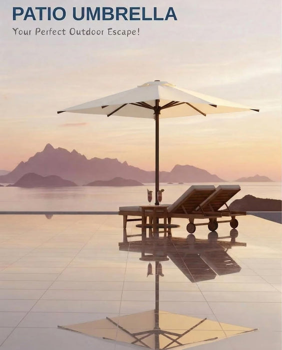 6.5X10Ft Patio Umbrella,Outdoor Umbrella with Push Button Tilt and Crank,8 Sturdy Ribs, UV Protection & Waterproof Market Umbrella for Pool,Backyard,Beach,Deck