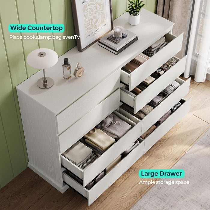 8 Drawer Dresser White Contemporary Farmhouse Storage