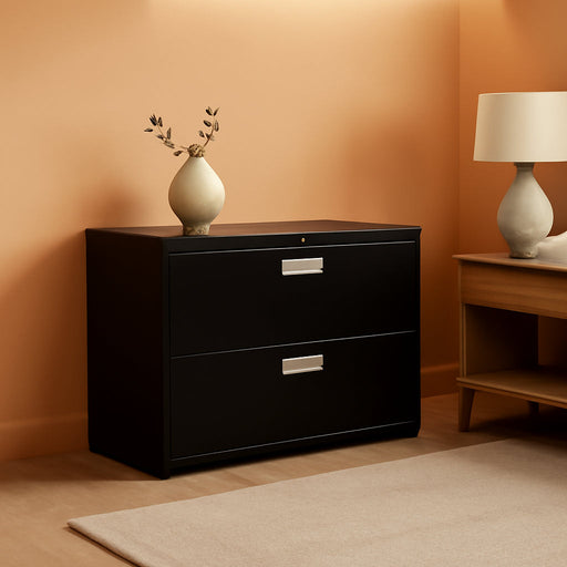 2-Drawer Filing Cabinet - 600 Series Lateral or Legal File Cabinet, 42W by 19-1/4D, Black (H692)
