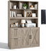 72'' Tall Bookshelf with Power Outlet, 2 Drawer File Cabinet for A4 Hanging Files, 3-Tier Open Shelves & Closed Storage Cabinets, Multifunctional Printer Stand - Greige