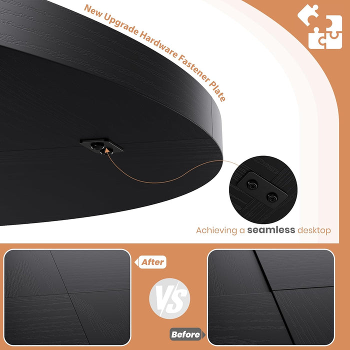 47 Inch CircularLayout Dining Table Black SpaceSaving