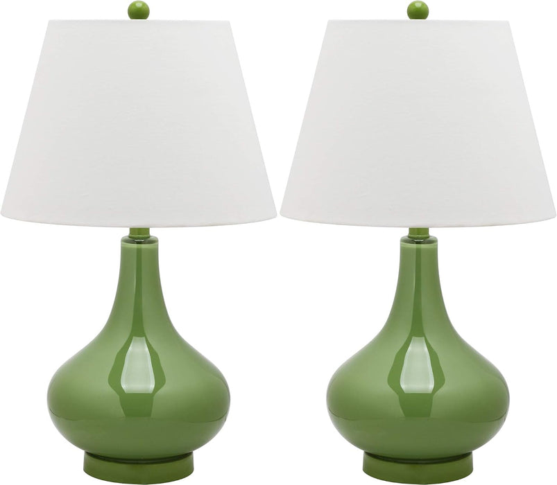 SAFAVIEH Amy Table Lamp Set of 2, 24" Modern Green LIT4087G